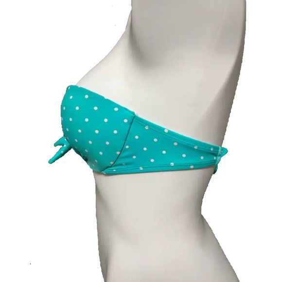 Target Xhileration turquoise polka dot strapless bikini top - Picture 6 of 8